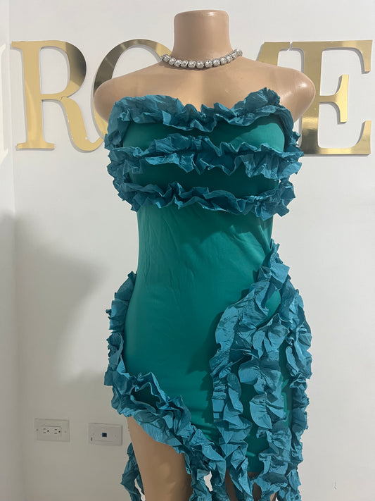 Kate Rouched Mini Dress (Teal Blue)