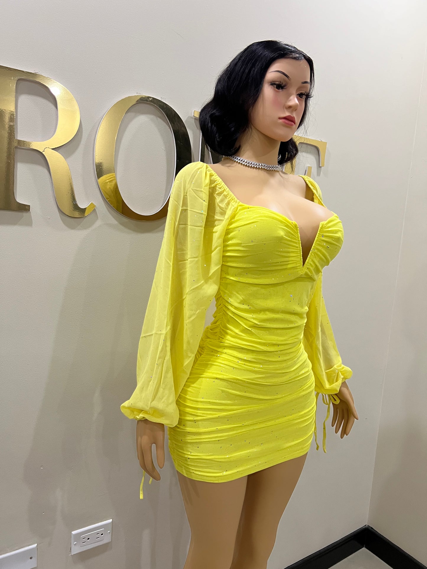 Aubrey Sprinkles Mesh Dress (Yellow)