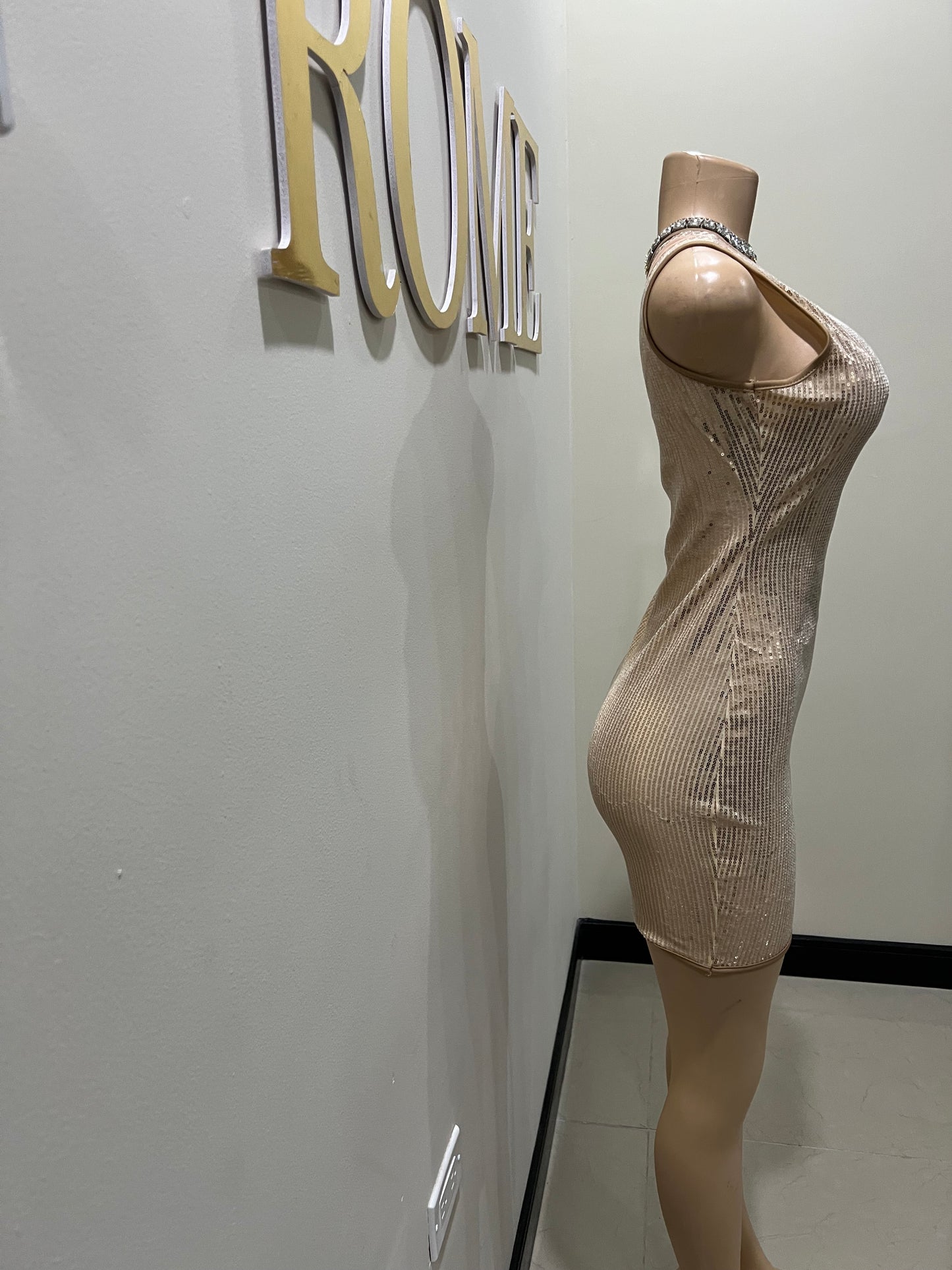 Emma Sequin Dress (Rose Gold- nude)