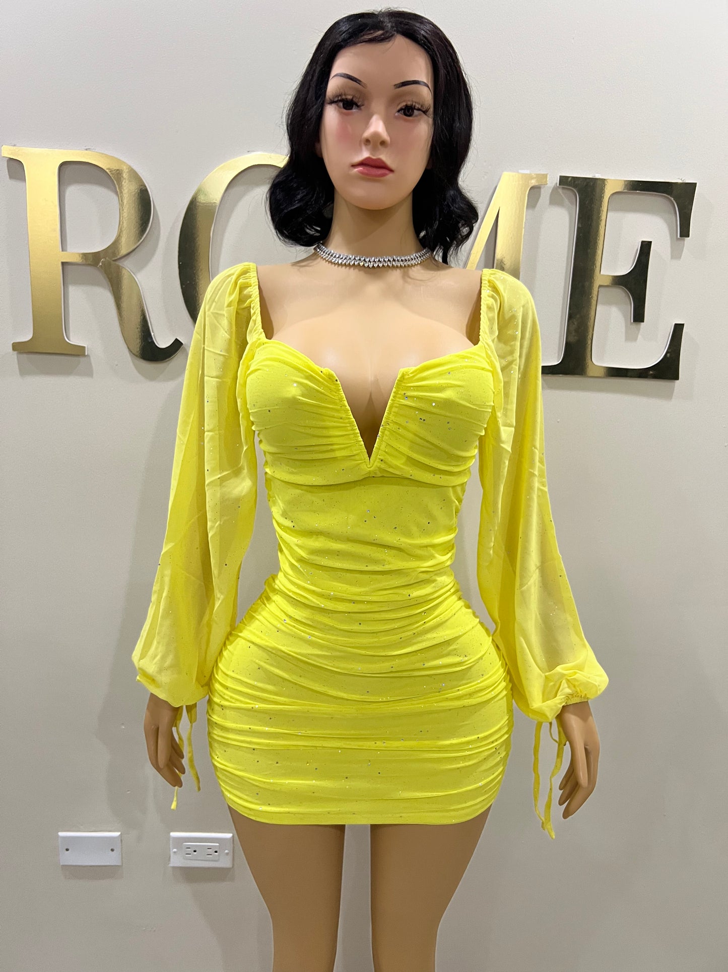 Aubrey Sprinkles Mesh Dress (Yellow)