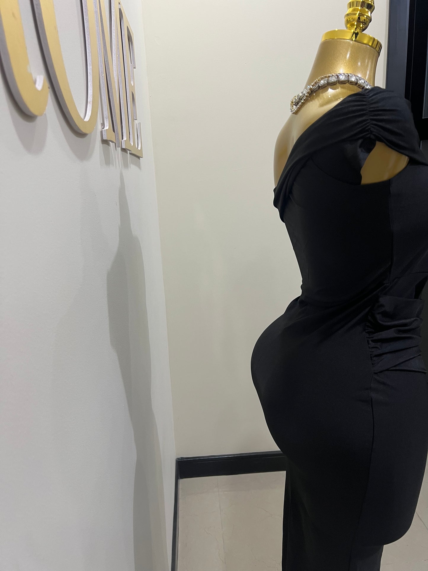 Kerry One Shoulder Dress (Black)