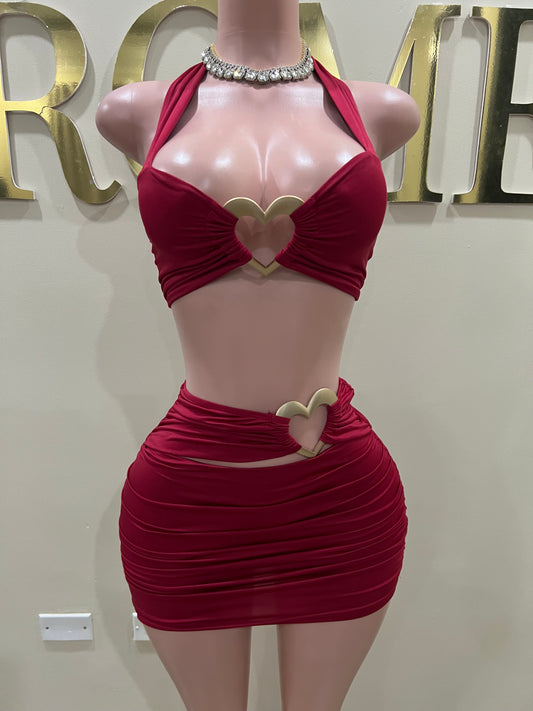 Ming Heart Short Skirt Set (Red)