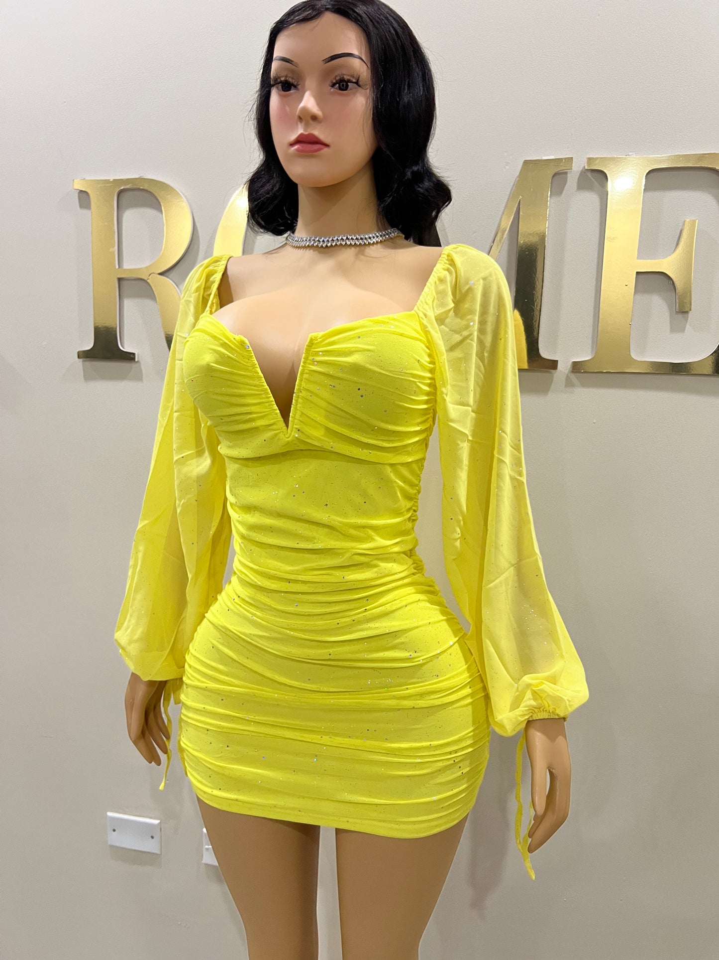 Aubrey Sprinkles Mesh Dress (Yellow)