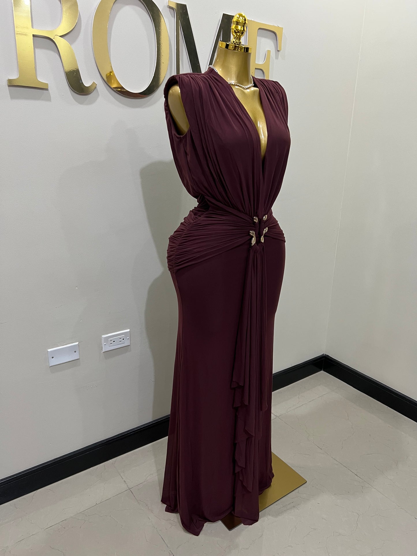 Michelle Snake Dress (Maroon)
