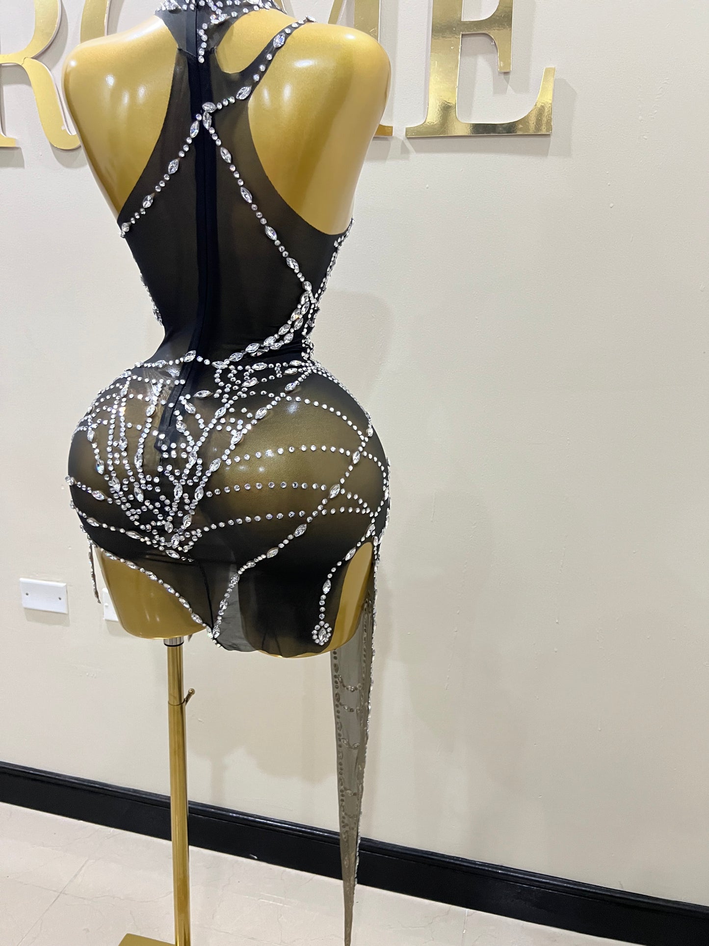 Charlotte’s Web Gemstone Mesh Dress (Black)