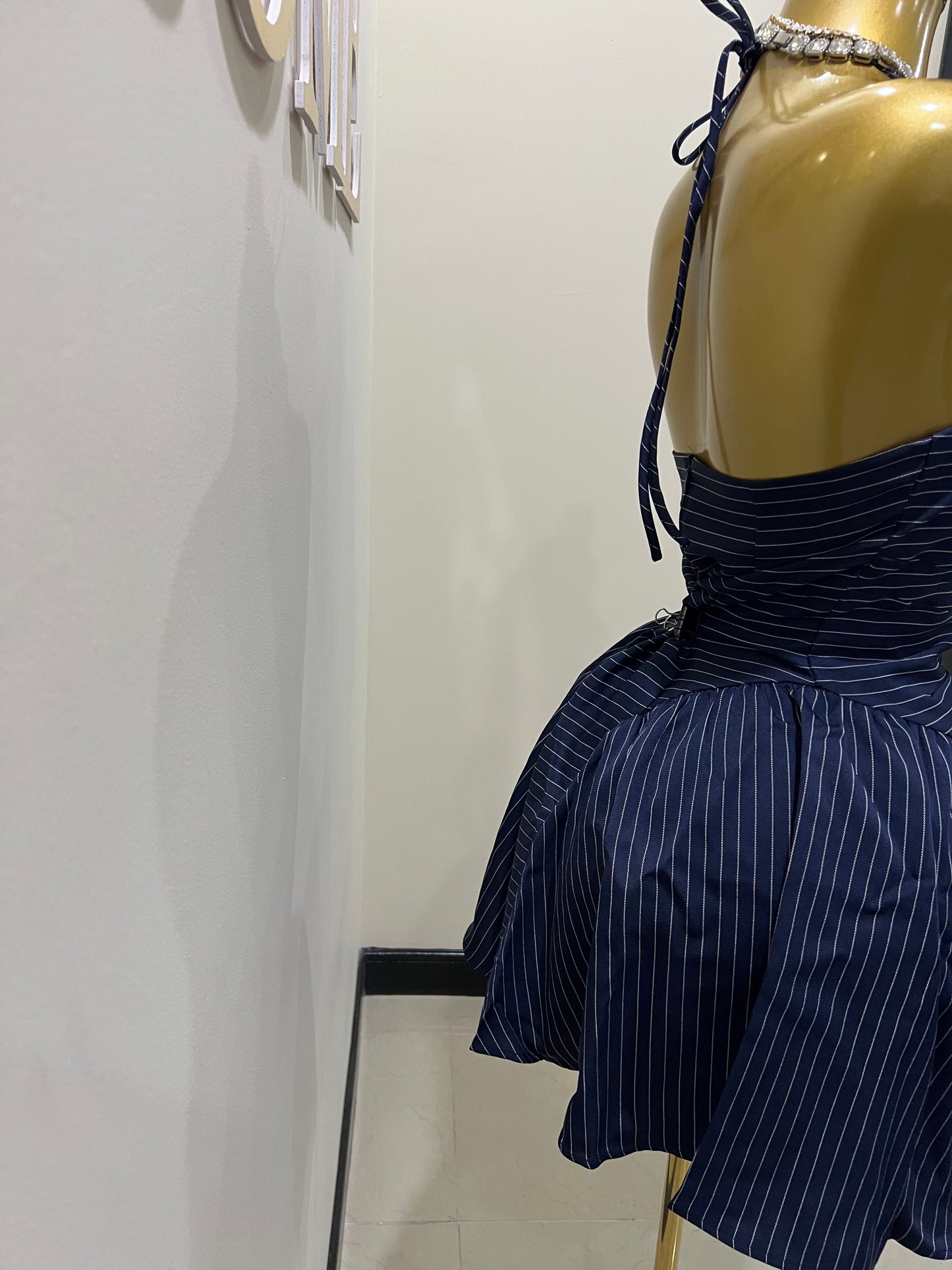 Pinstripe Diana Dress (Blue)