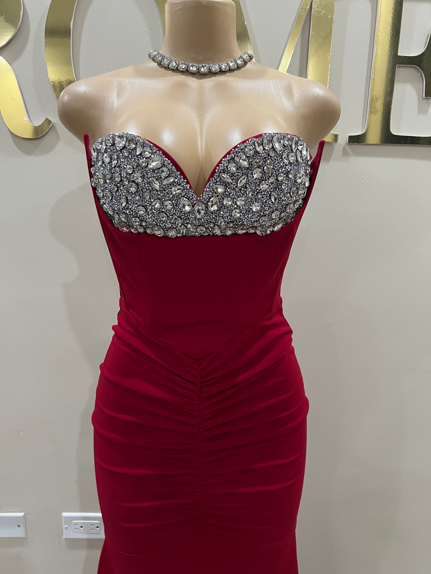 Hazel Crystal Corset Dress (Red)