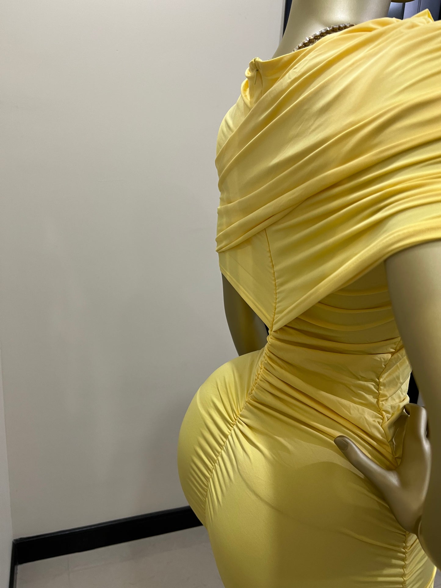 Samira Double Shoulders Dress (Yellow)