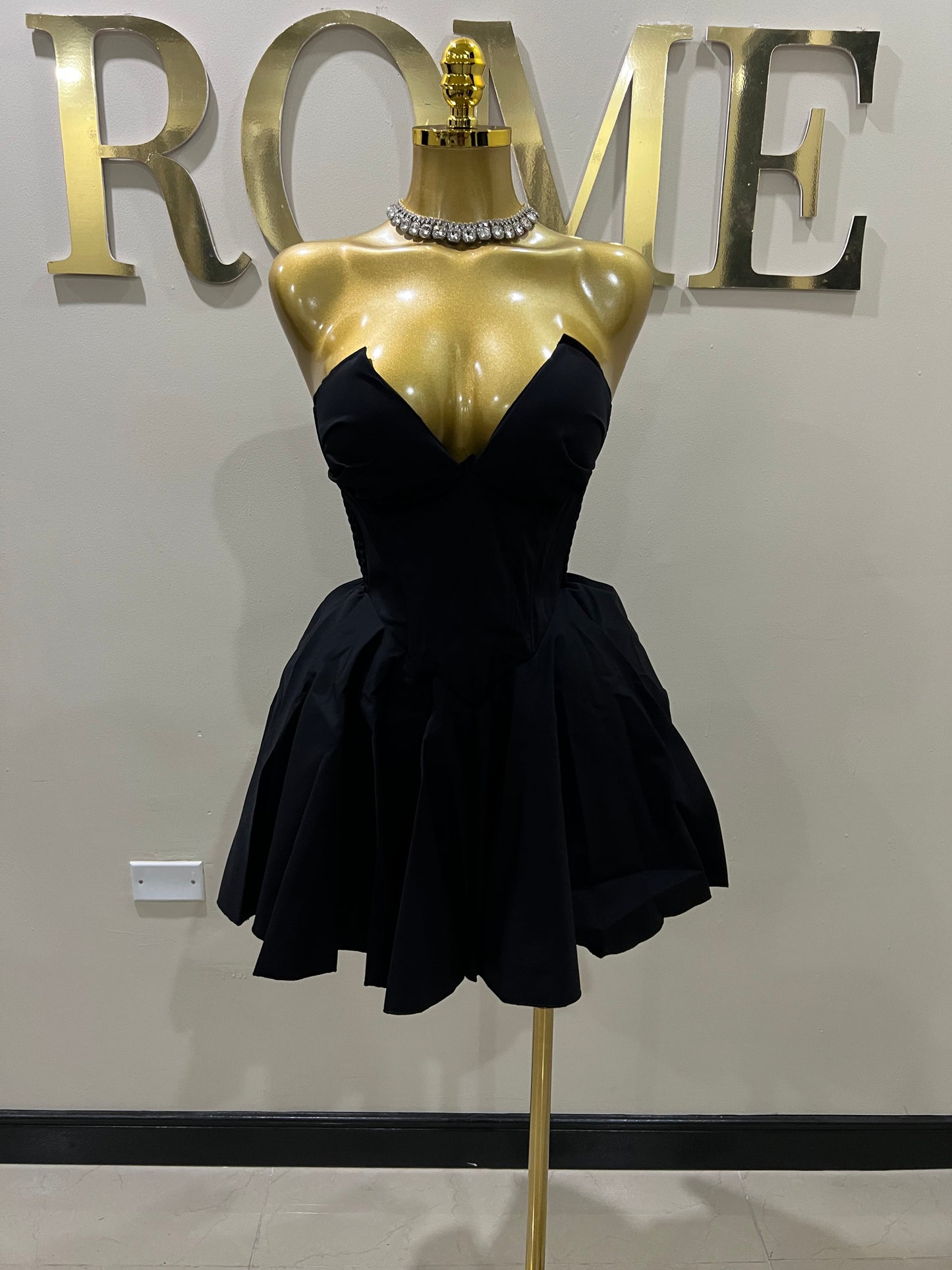 Saffina Princess Diana Dress (Black)