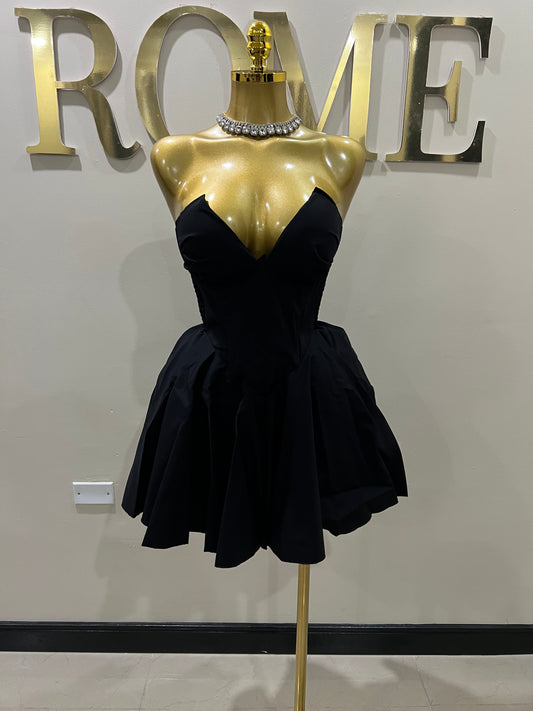 Saffina Princess Diana Dress (Black)