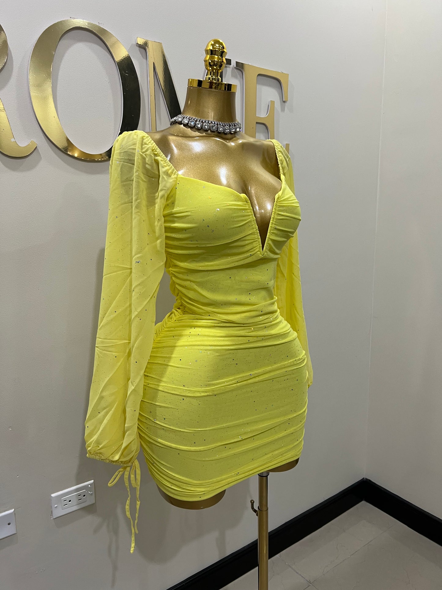 Aubrey Sprinkles Mesh Dress (Yellow)