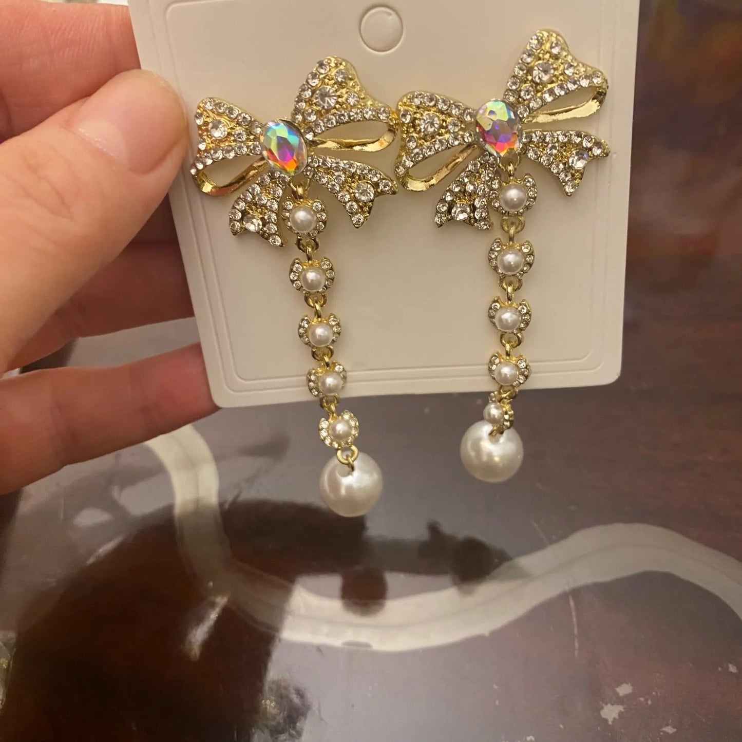 Bow Drop Earrings (Gold)