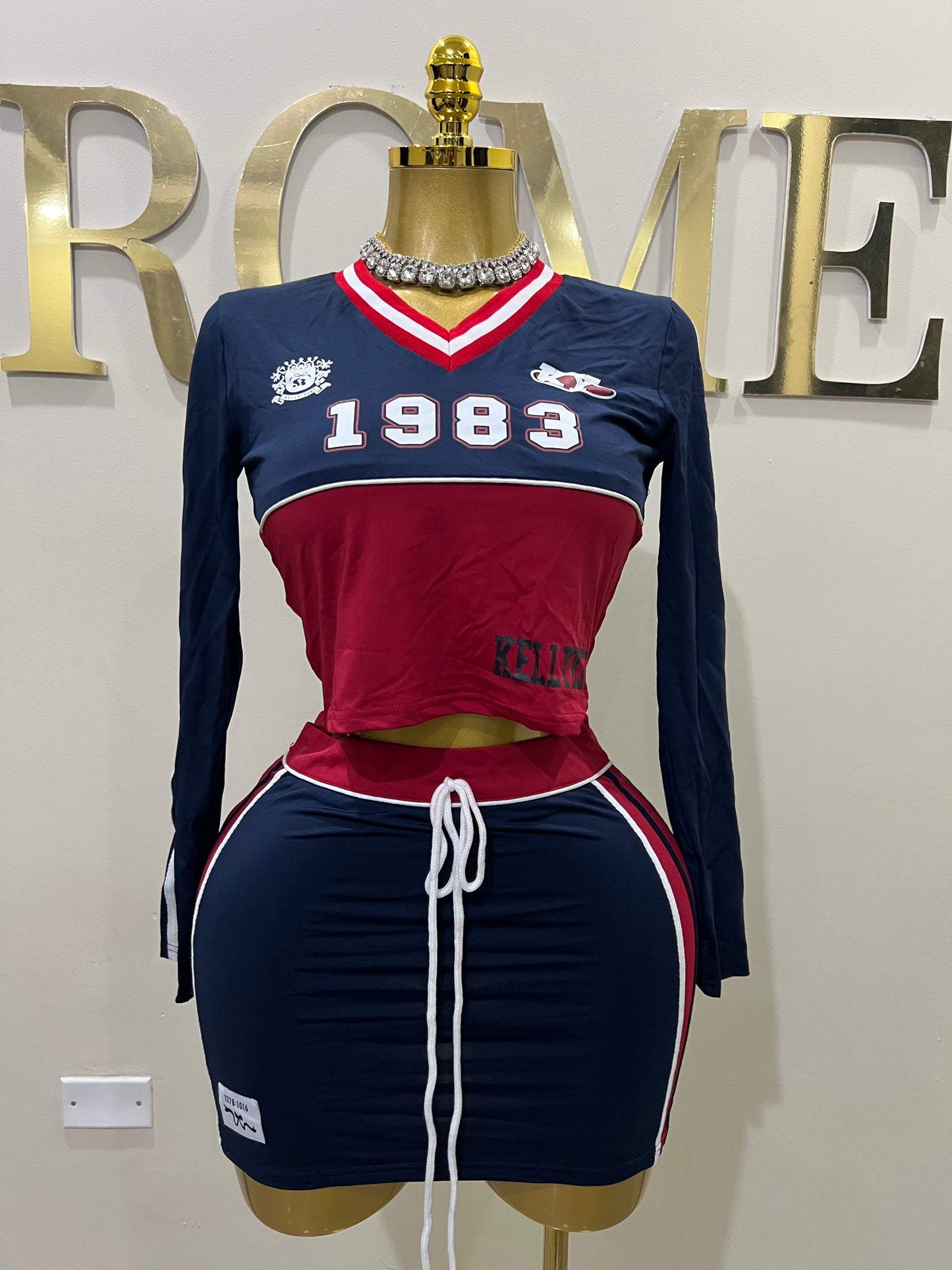 Kitty Stripe Tracksuit Skirt Set