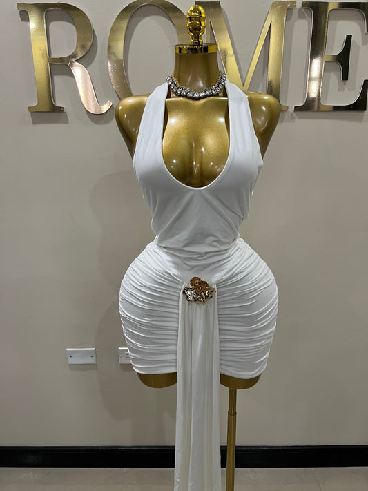 Nara Petal Short Dress (White)