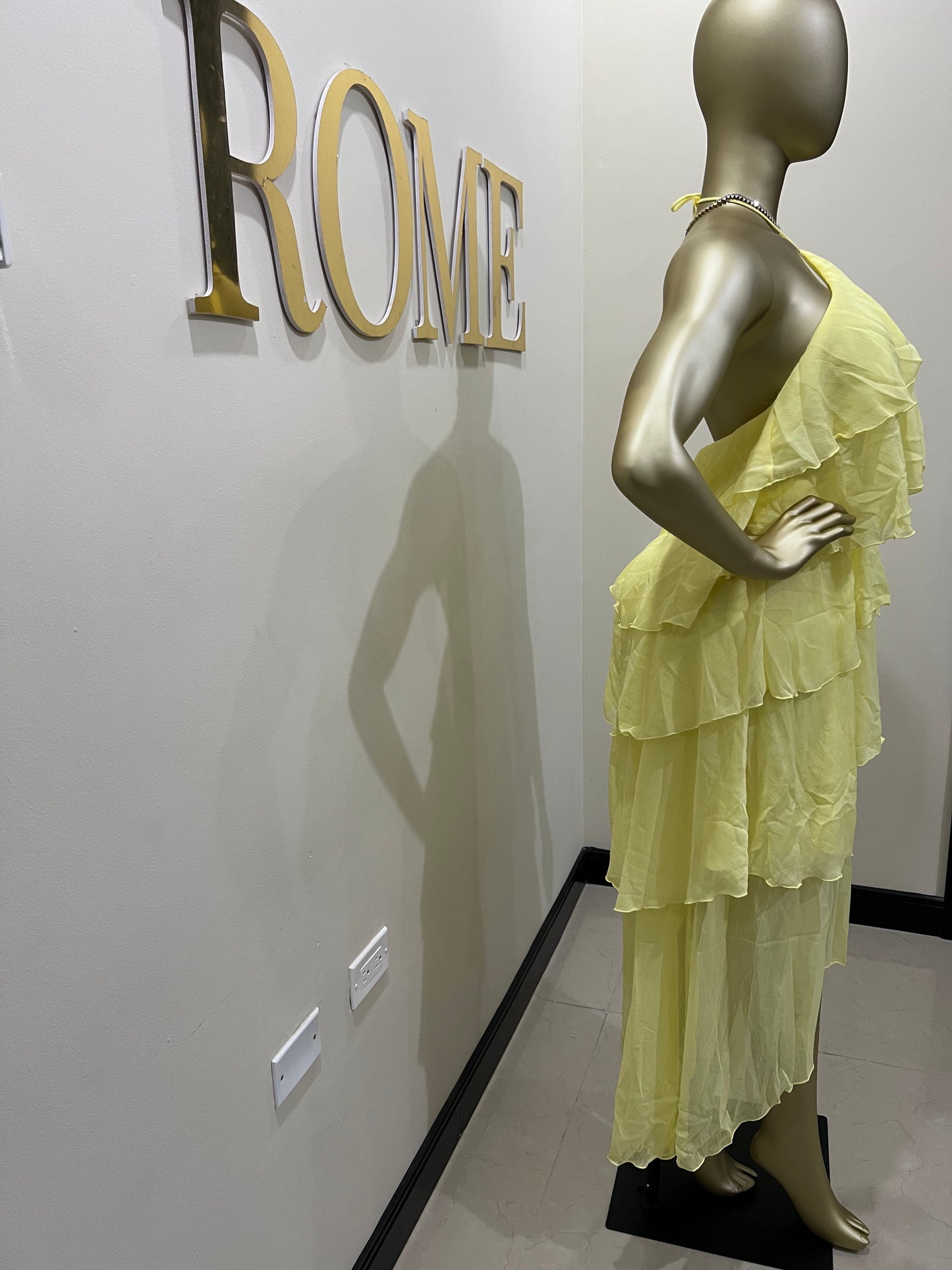 Rumi Ruffle Long Dress (Yellow)
