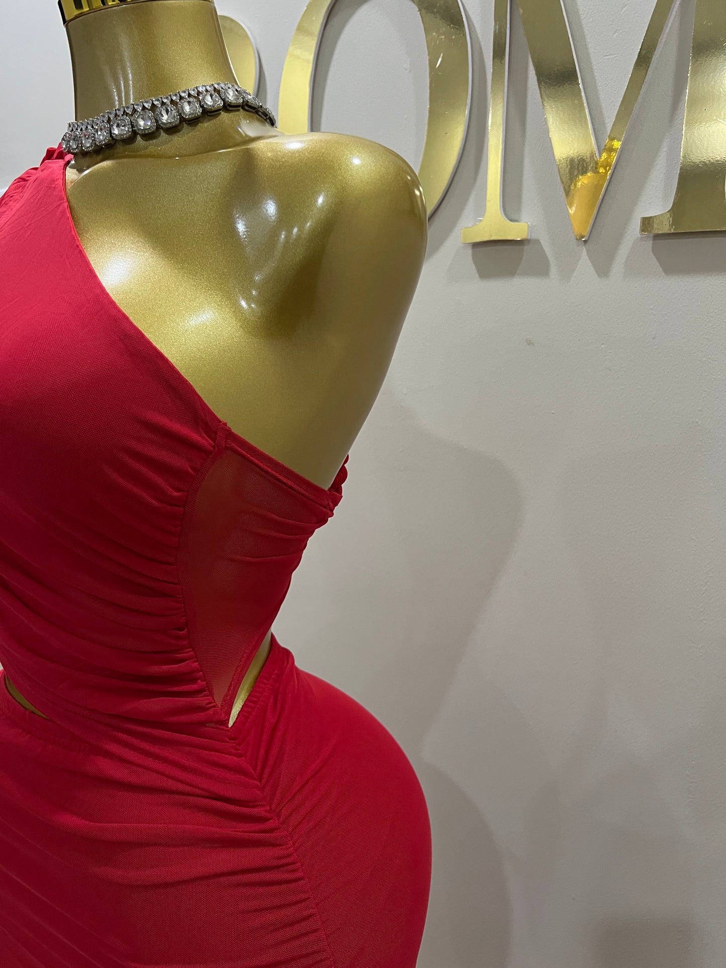 Emma Giselle Mesh Rope Dress (Red)