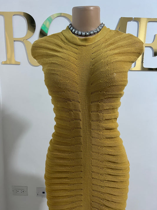 Jasmine Crochet Dress (Honey- Mustard)