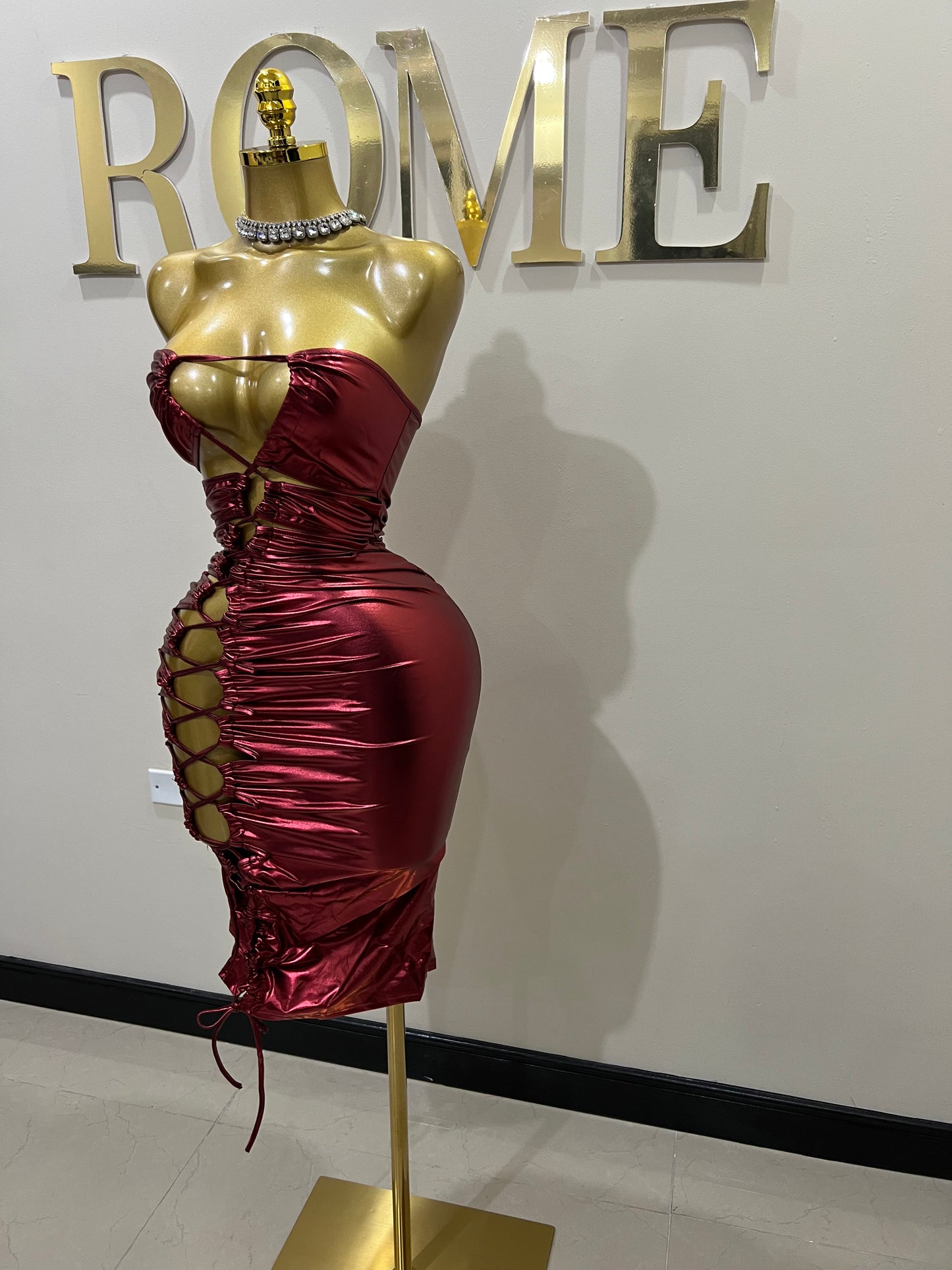 Lexy Laced Dress (Wine-Red)