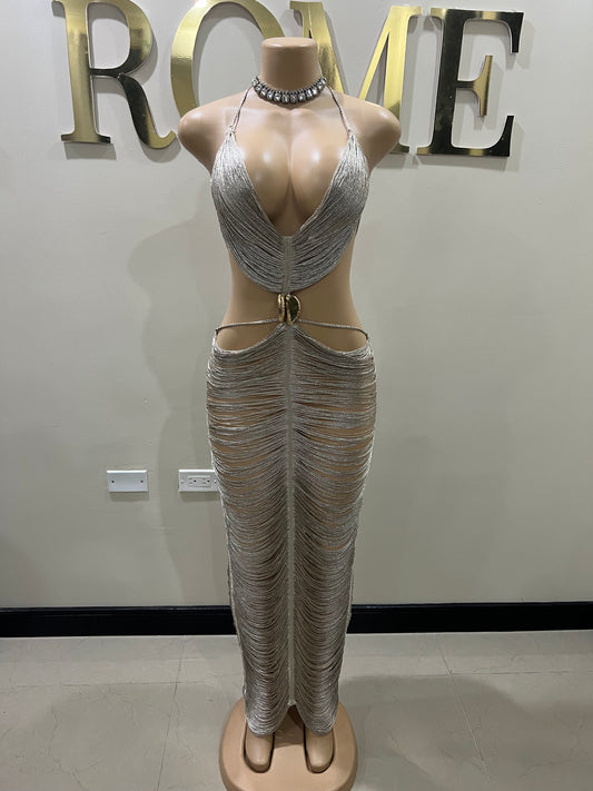 Tamale Fringe String Dress (Brown)