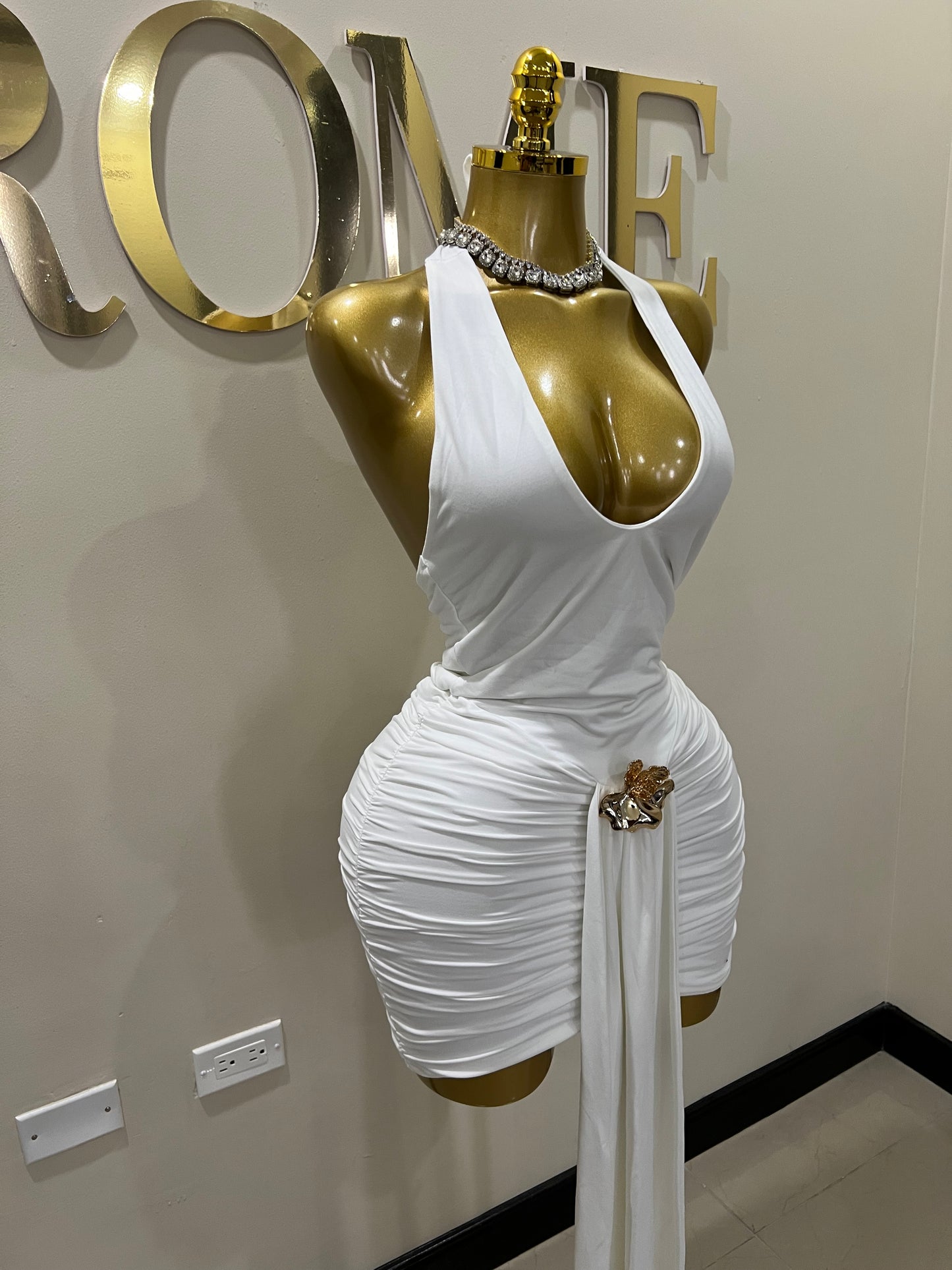 Nara Petal Short Dress (White)