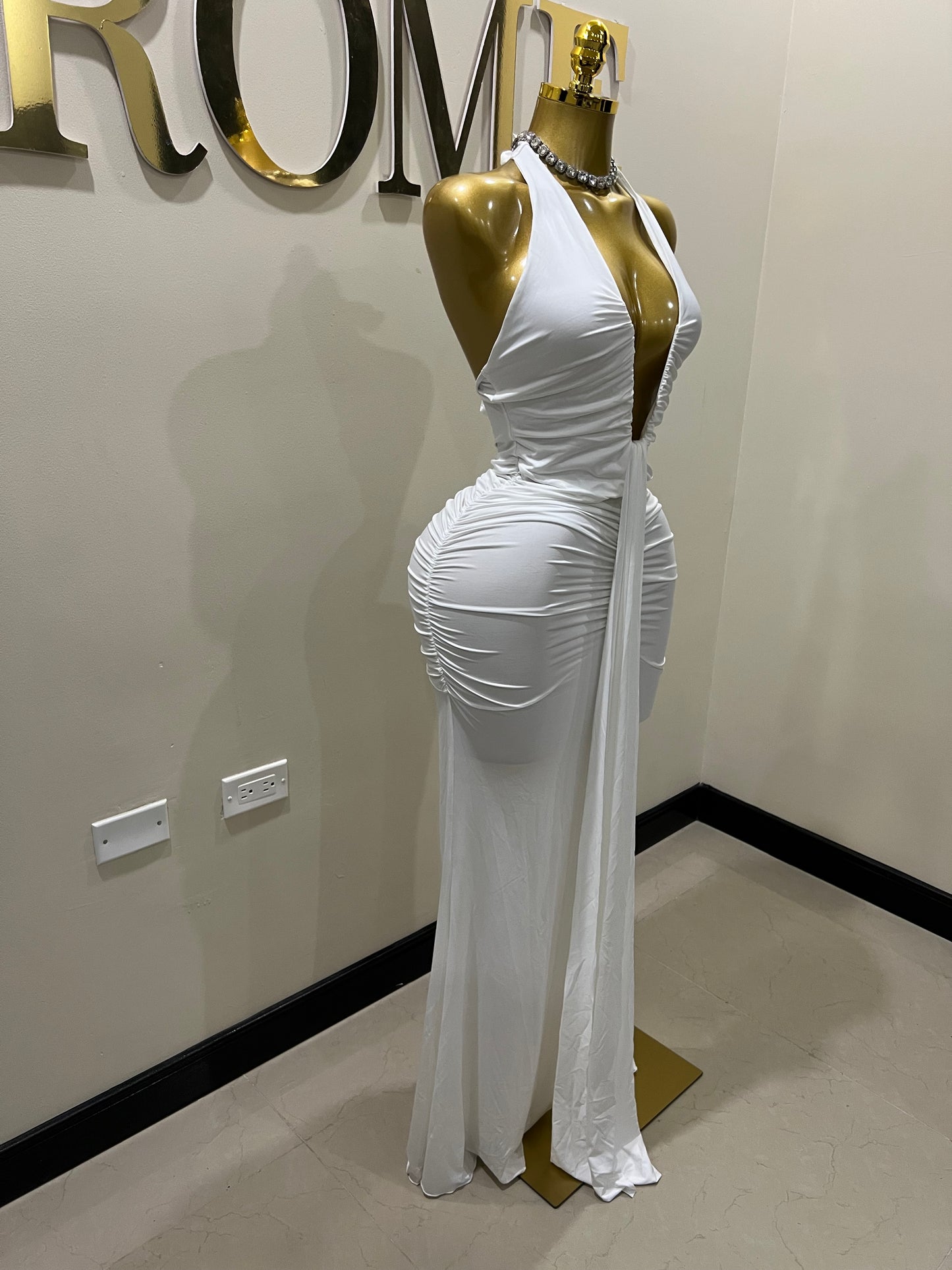 Chinelle Nara Halter Dress (White)