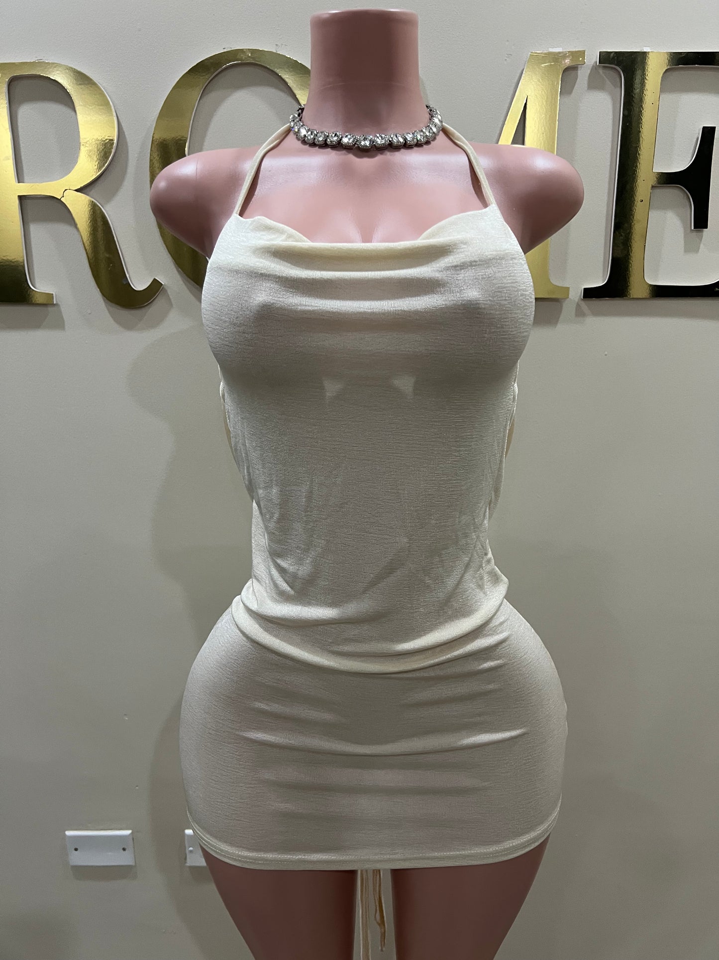 Carey Short Dress (Cream)