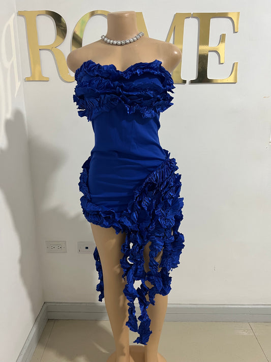 Kate Rouched Mini Dress (Blue)