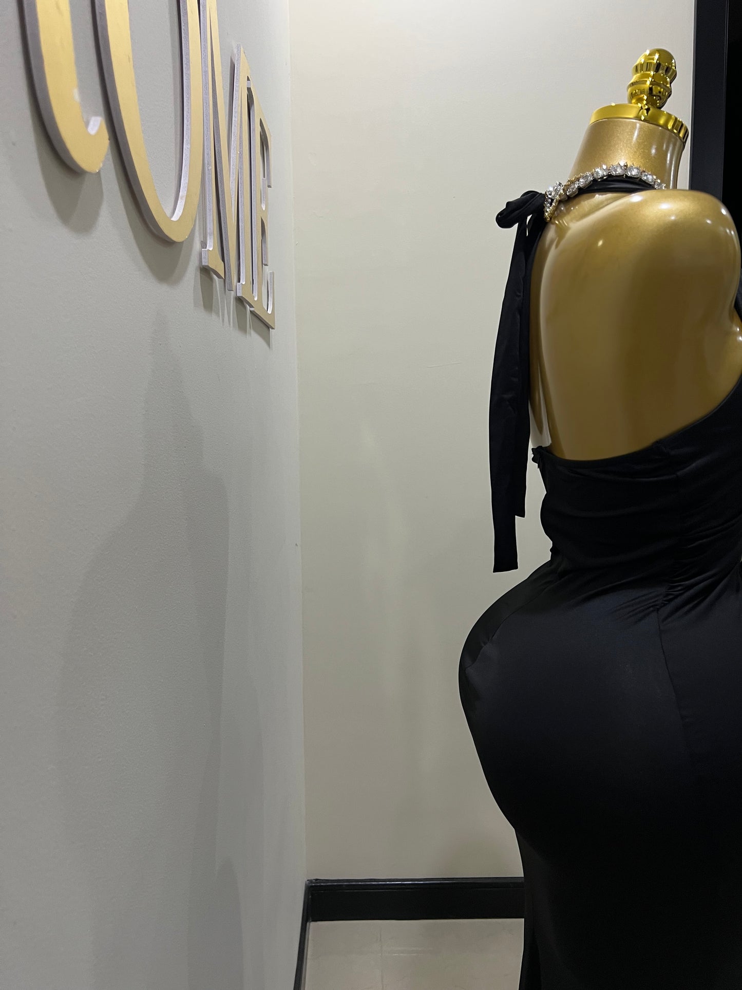 Chinelle Nara Halter Button Dress (Black)