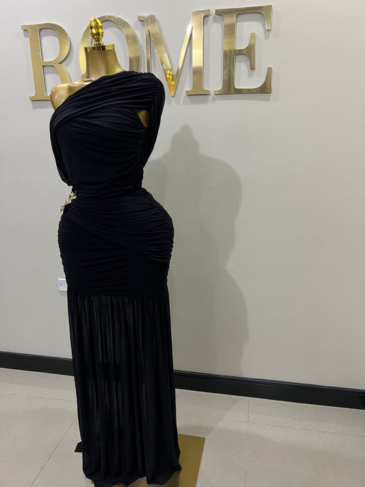 Michelle Lydia Shoulder Dress (Black)