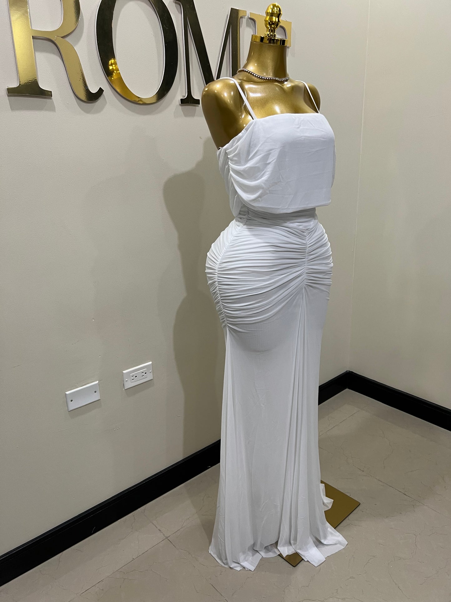 Michelle Taylor Spaghetti Strap Dress (White) (Copy)