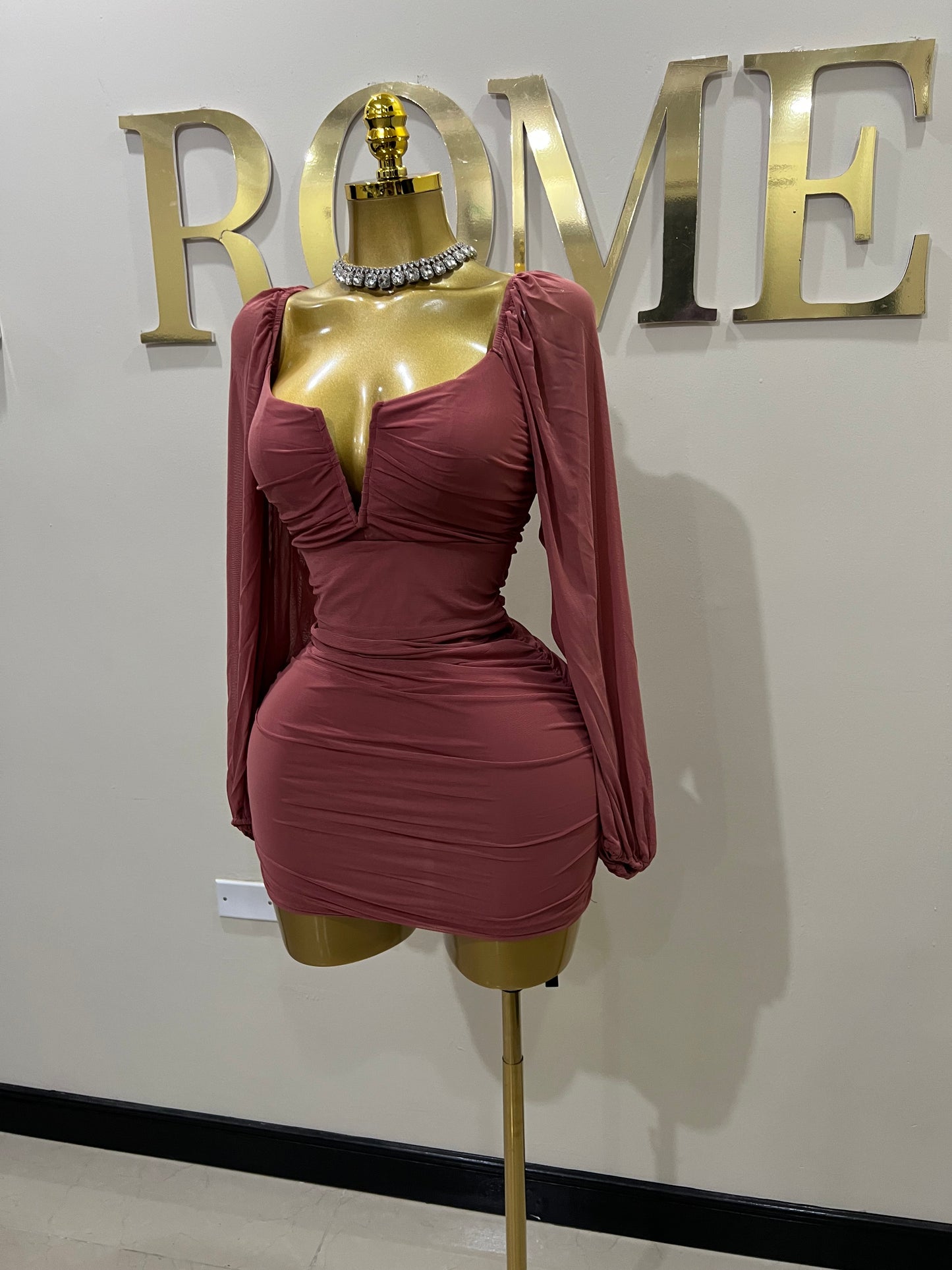 Aubrey Dress (Brick Red)