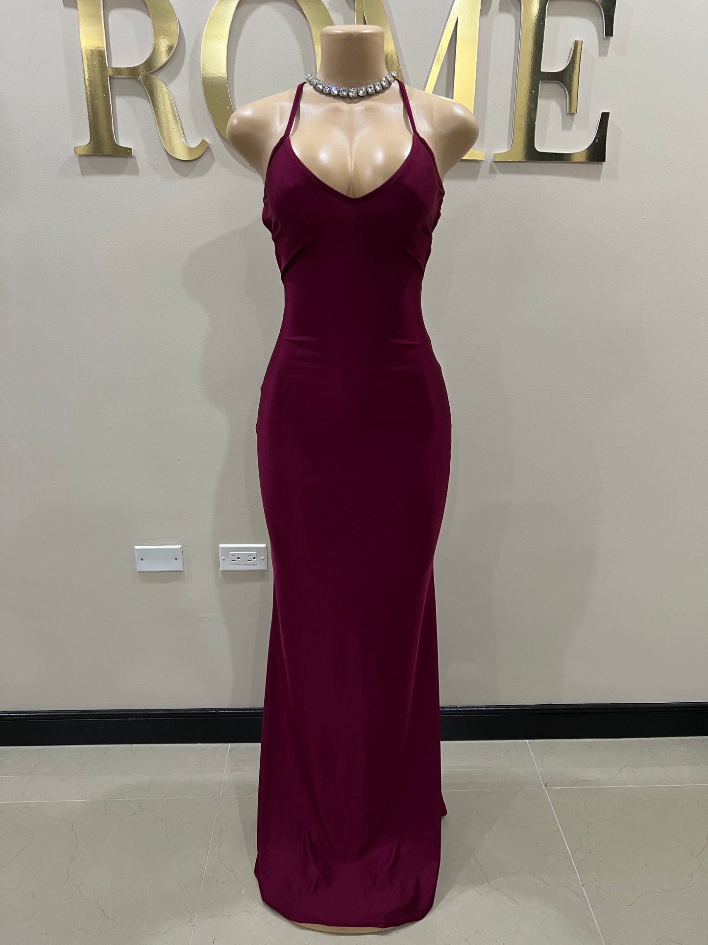 Kerry Strappy Dress (Burgundy)