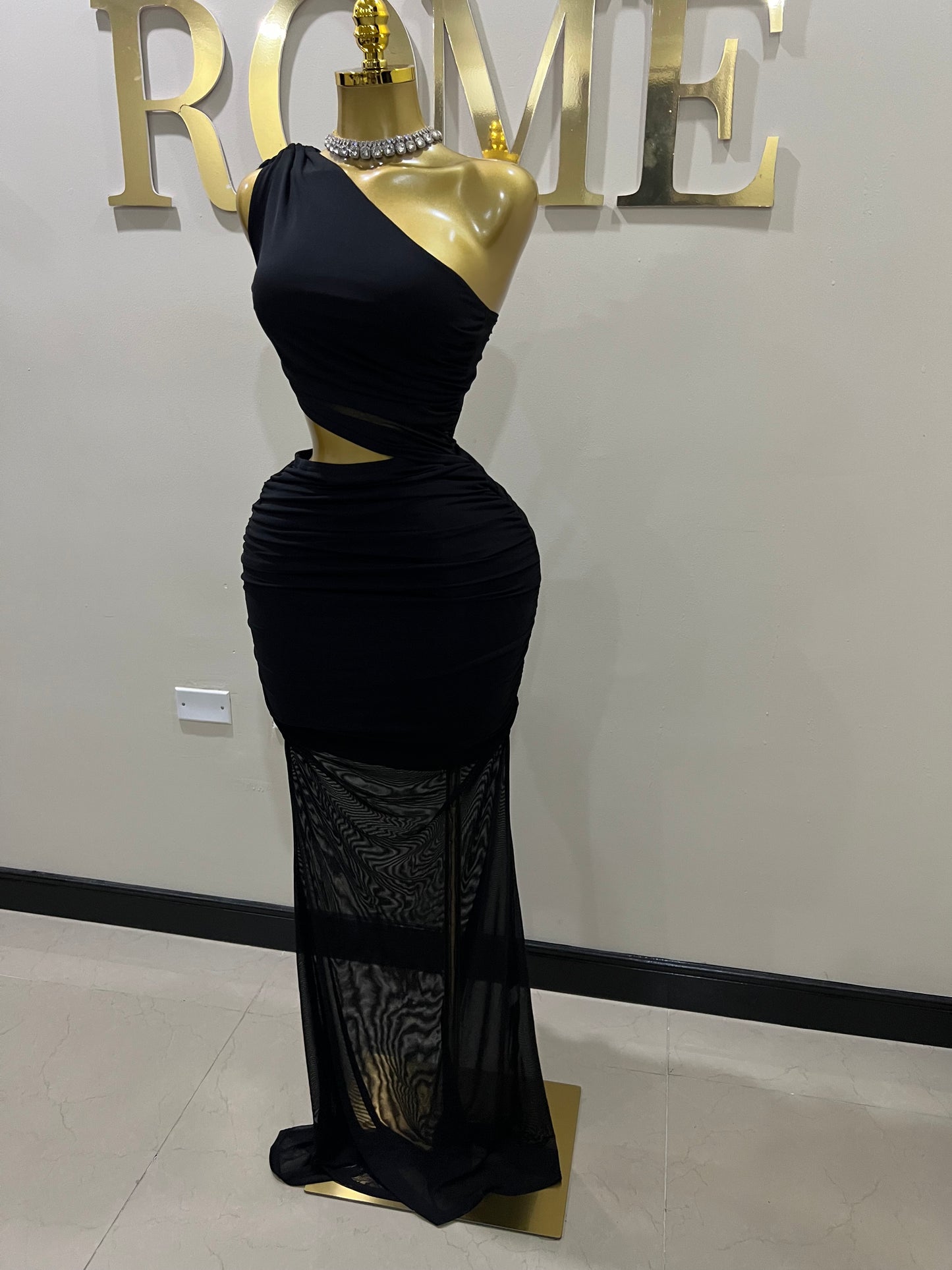 Emma Giselle Mesh Rope Dress (Black)