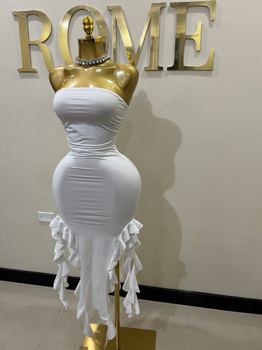 Nia Ruffle Dress (White)