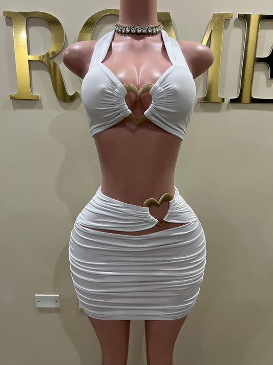 Ming Heart Short Skirt Set (White)