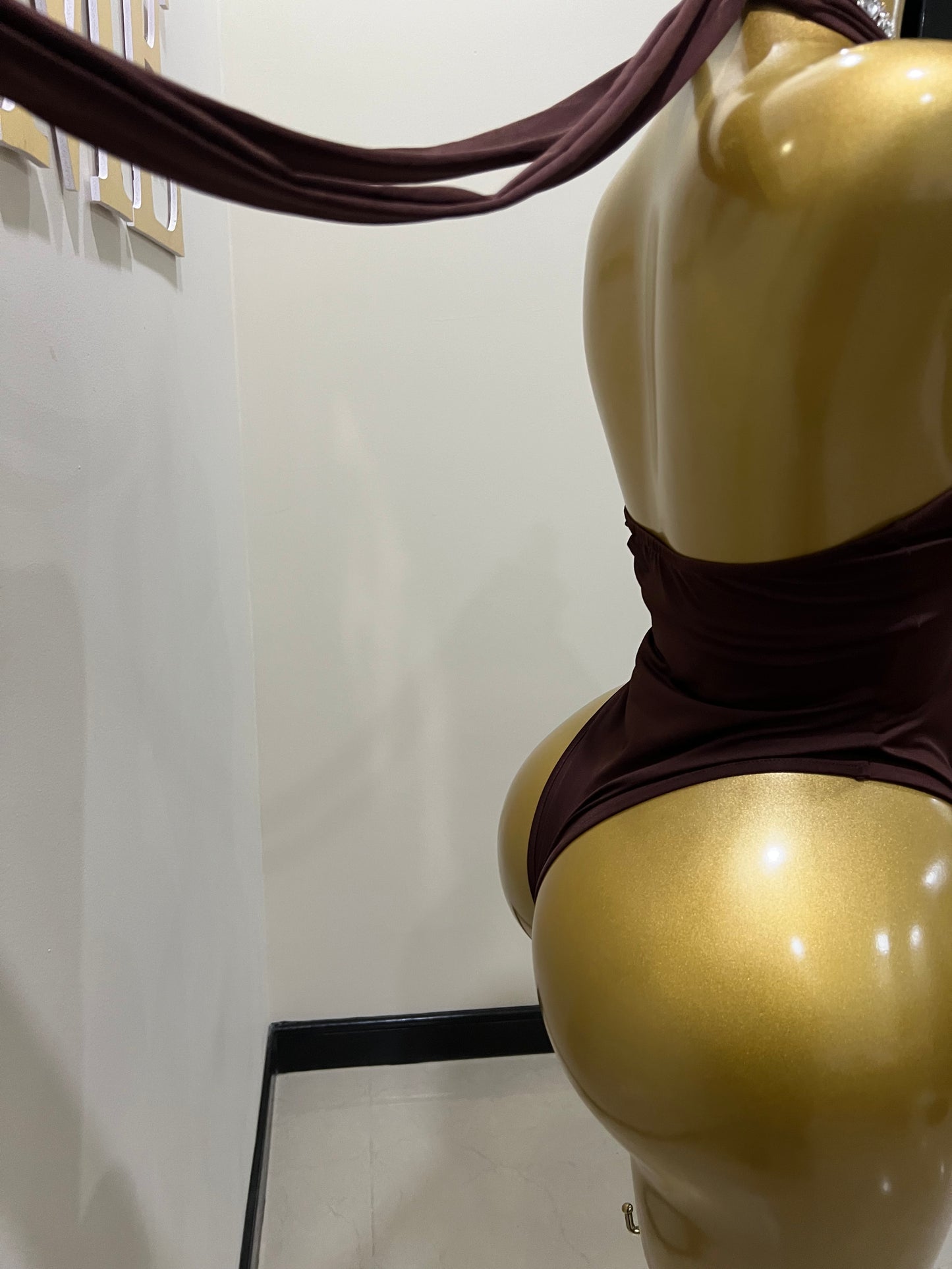 Nara Petal 2 Pcs Bodysuit & Skirt Set (Brown)