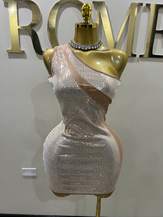 Emma Sequin Dress (Rose Gold- nude)