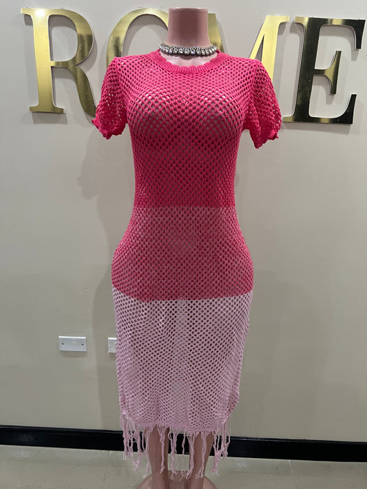 Mimi Crochet Dress (Pink)