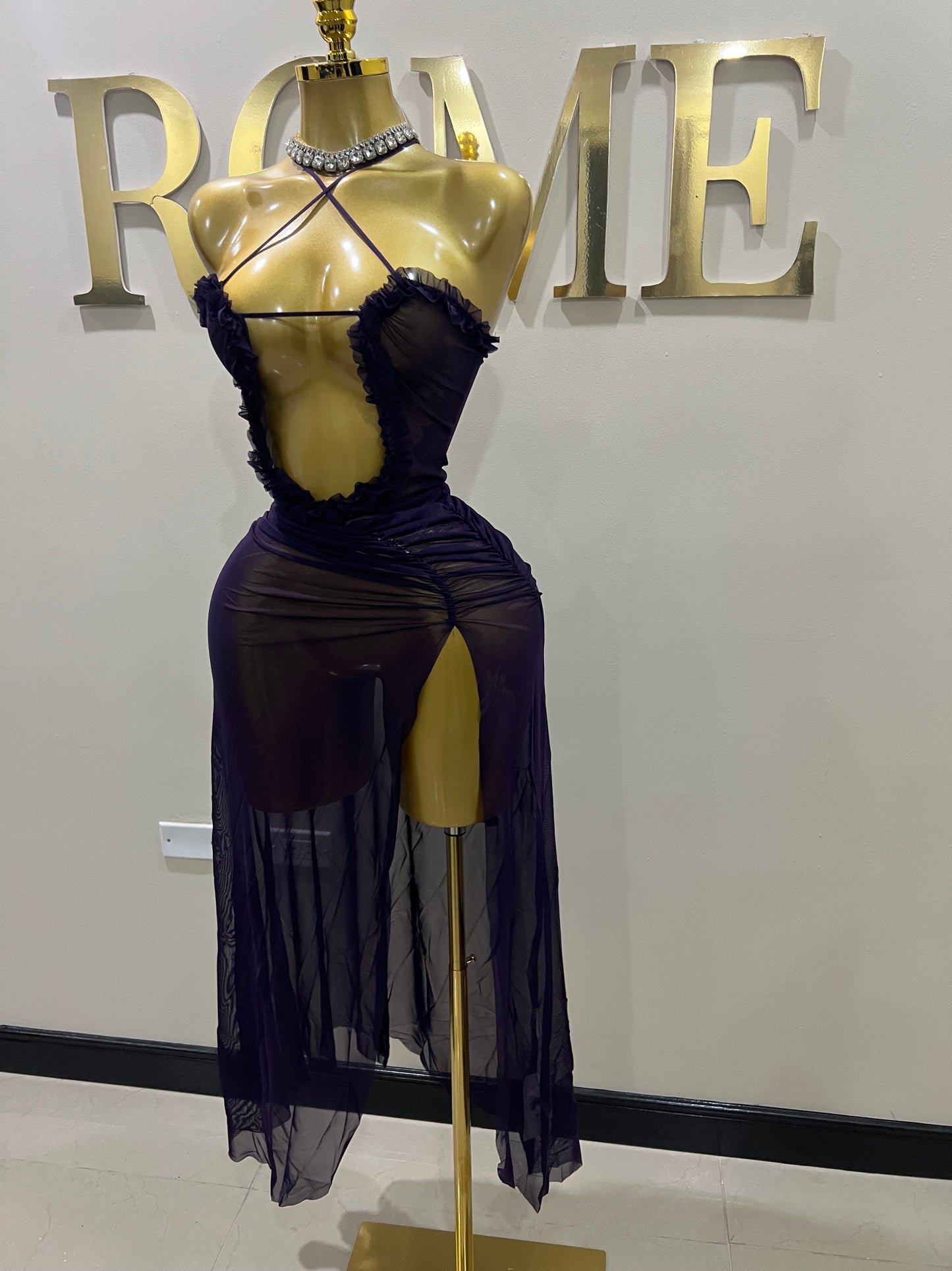 Mila Vibe Sheer Dress (Purple)