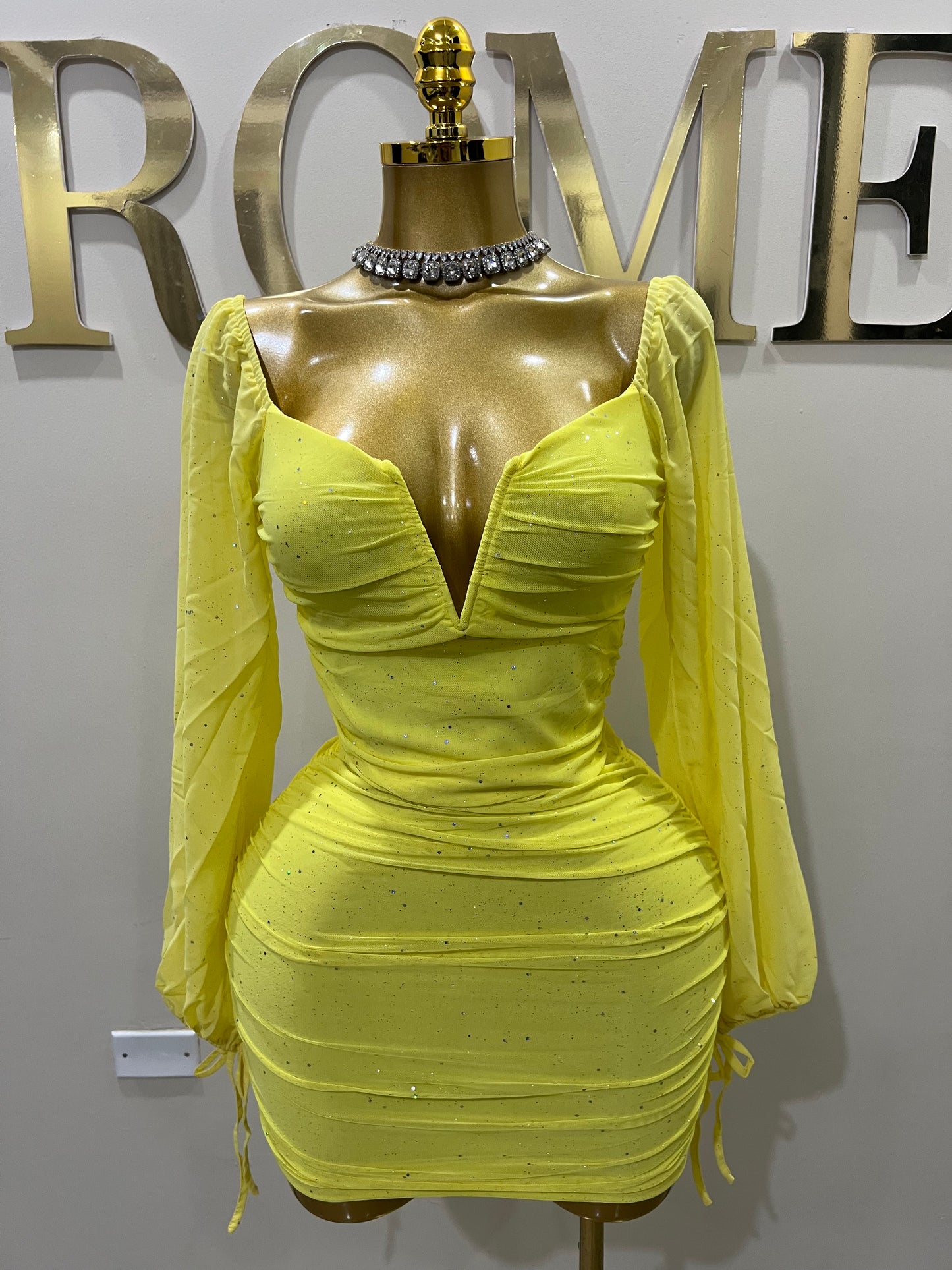 Aubrey Sprinkles Mesh Dress (Yellow)