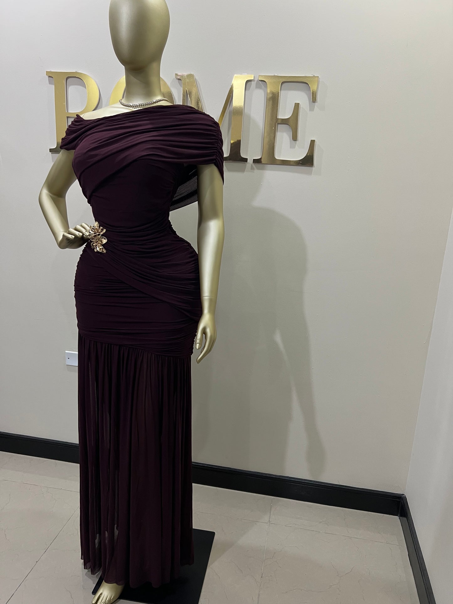 Michelle Lydia Shoulder Dress (Espresso)