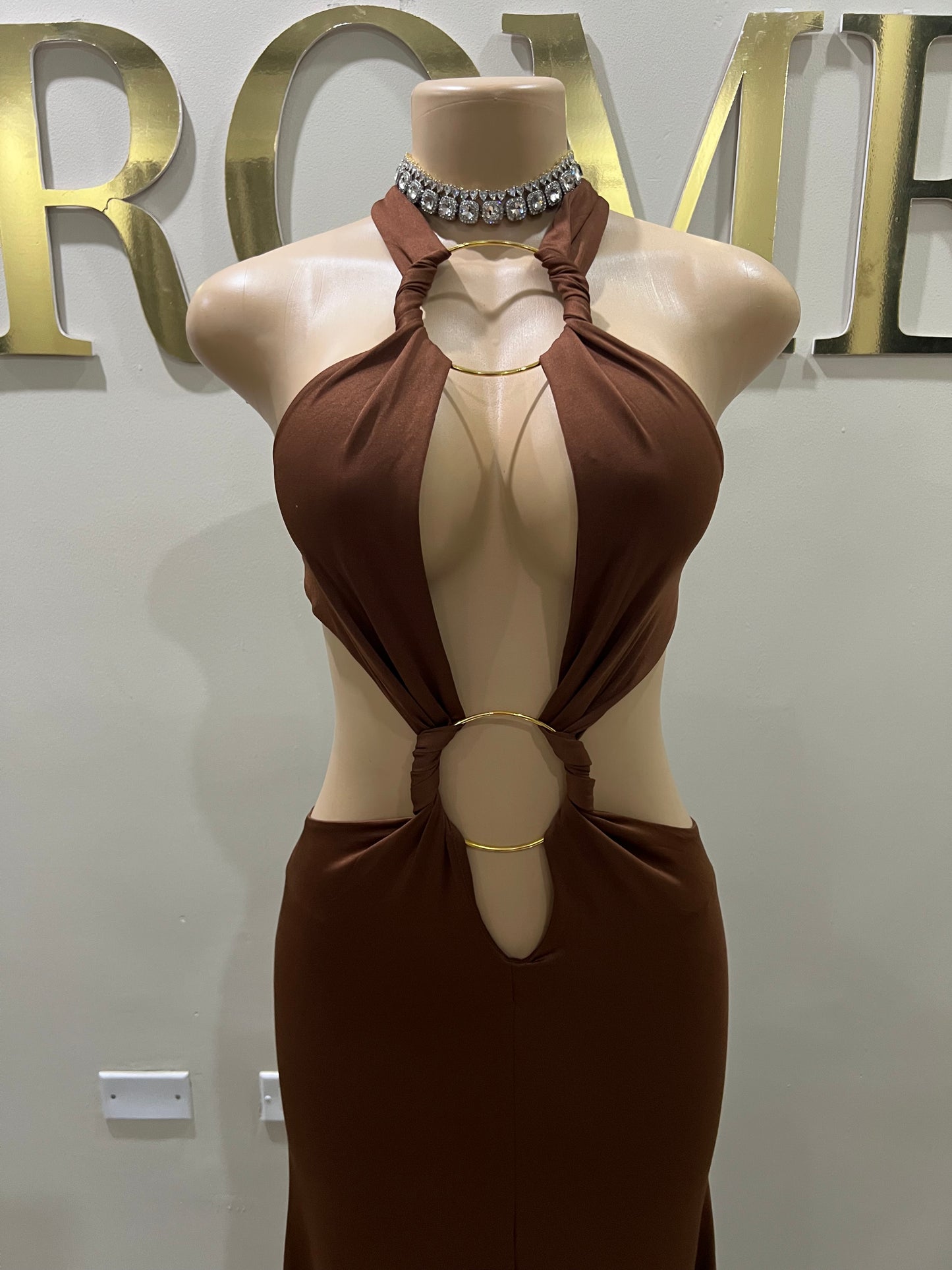 Indie Vibe Rings Dress (Brown)