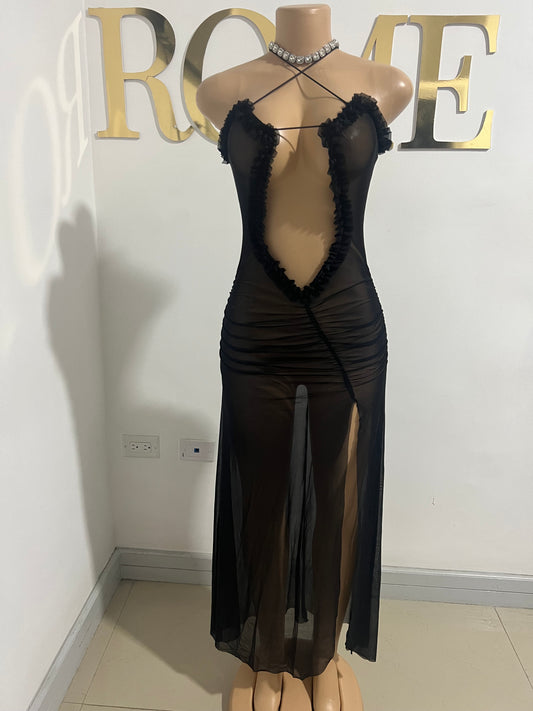 Mila Vibe Sheer Dress (Black)