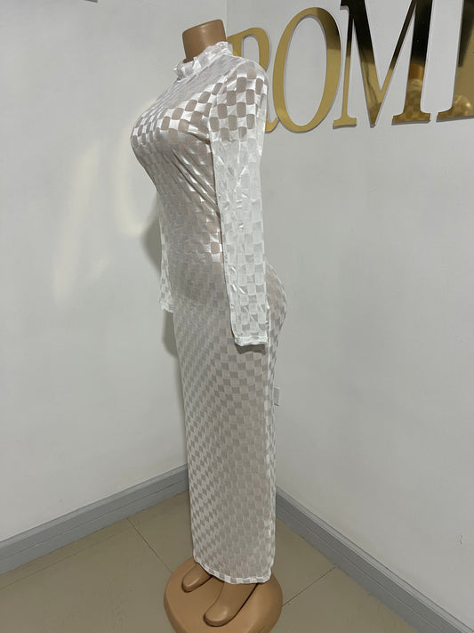 Nia Long Mesh Dress (White)