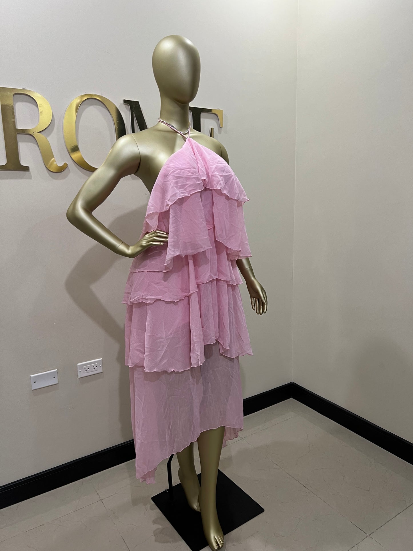 Rumi Ruffle Long Dress (Pink)