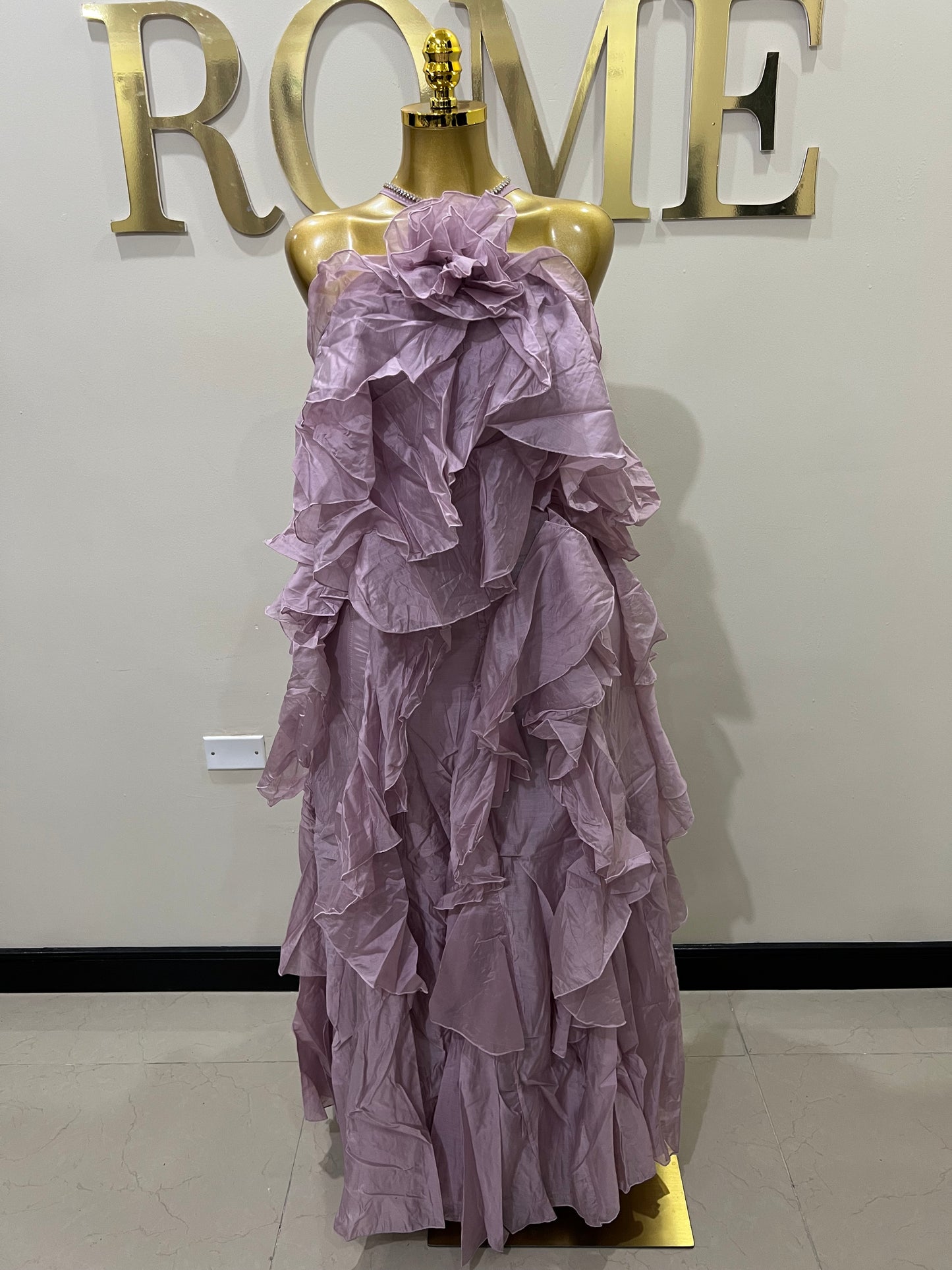 Rumi Chen Ruffle Long Dress (Mauve)