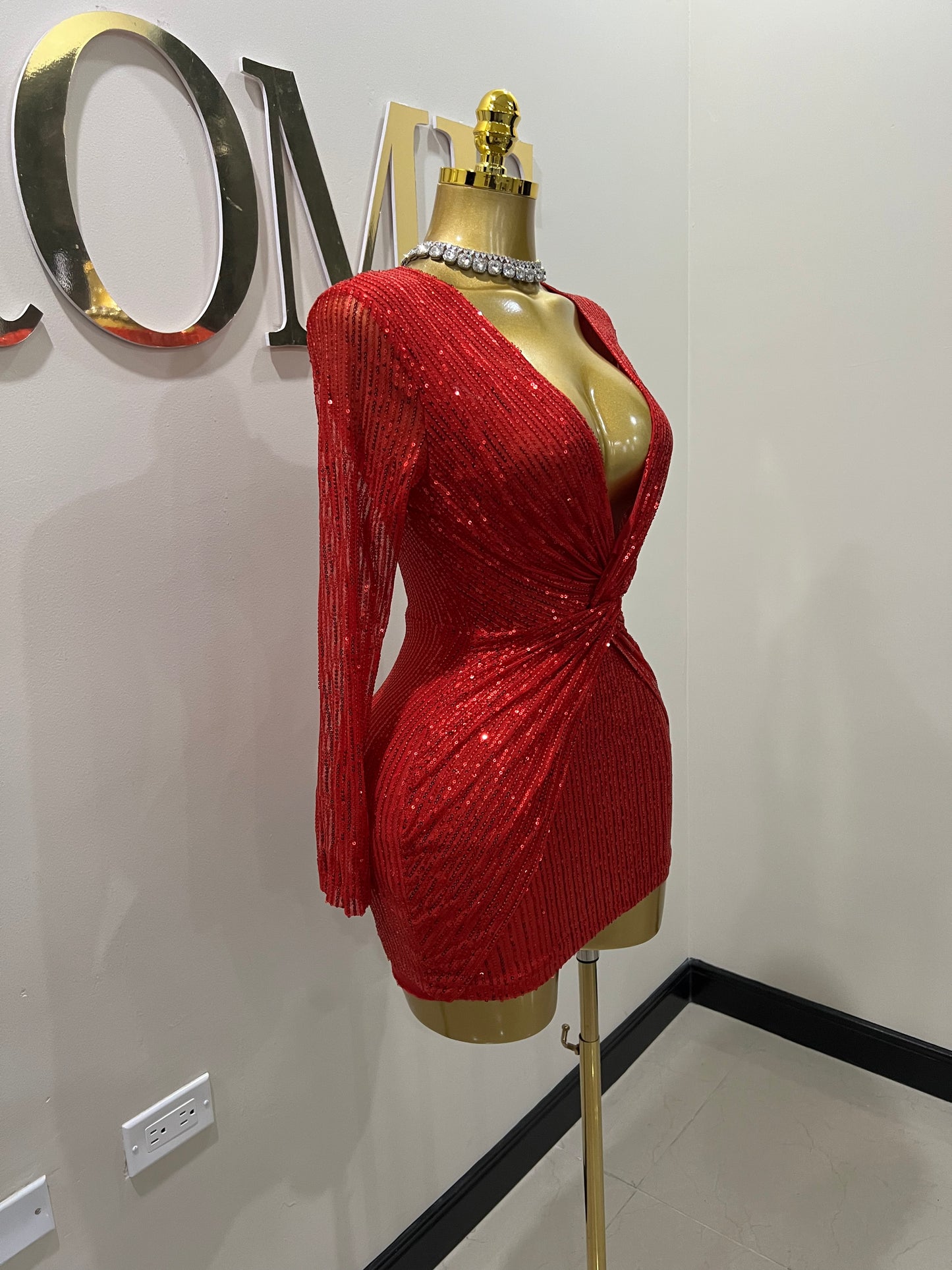 Rachel Sequin Dress (Red)
