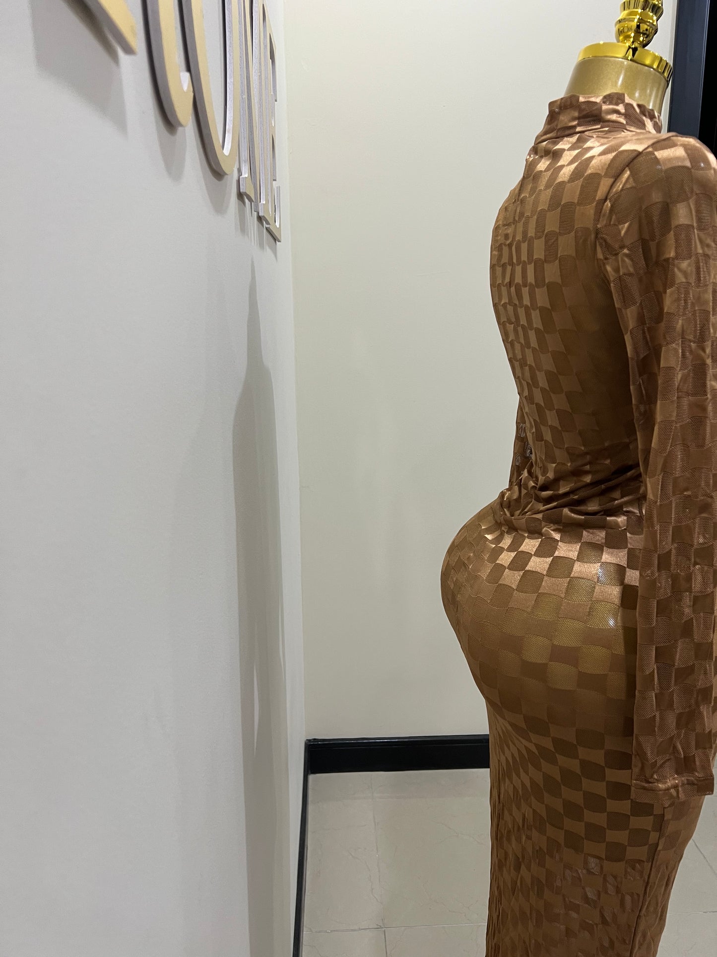 Nia Long Mesh Dress (Brown)