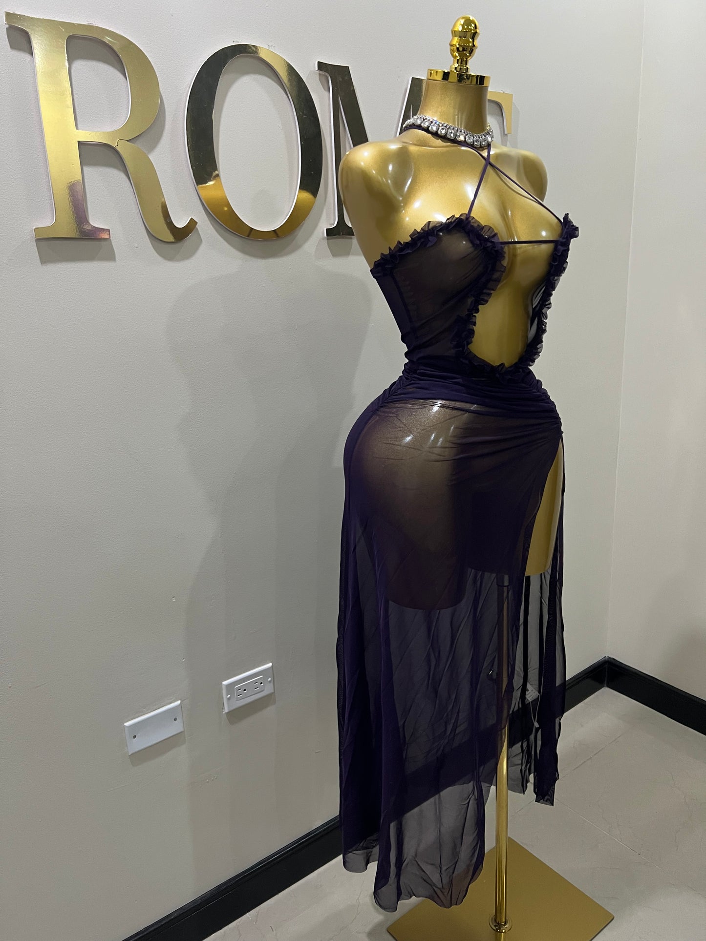 Mila Vibe Sheer Dress (Purple)