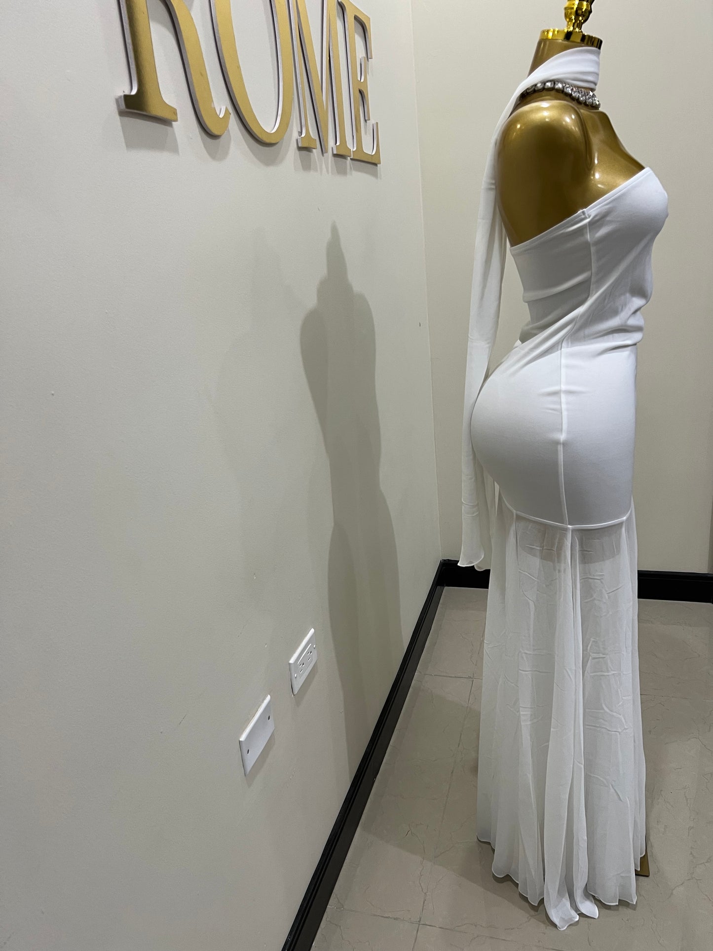 Ms. Shippen Scarf Dress (White)